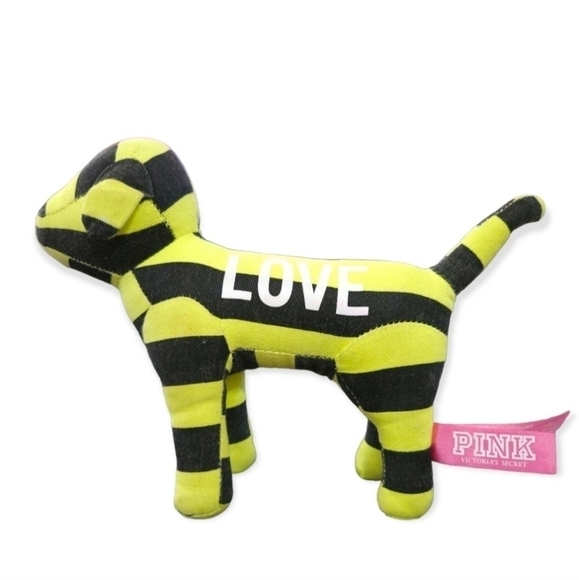 Victoria's Secret PINK Mini Dog Plush Collectible Dog Yellow Black Striped puppy - Picture 2 of 10